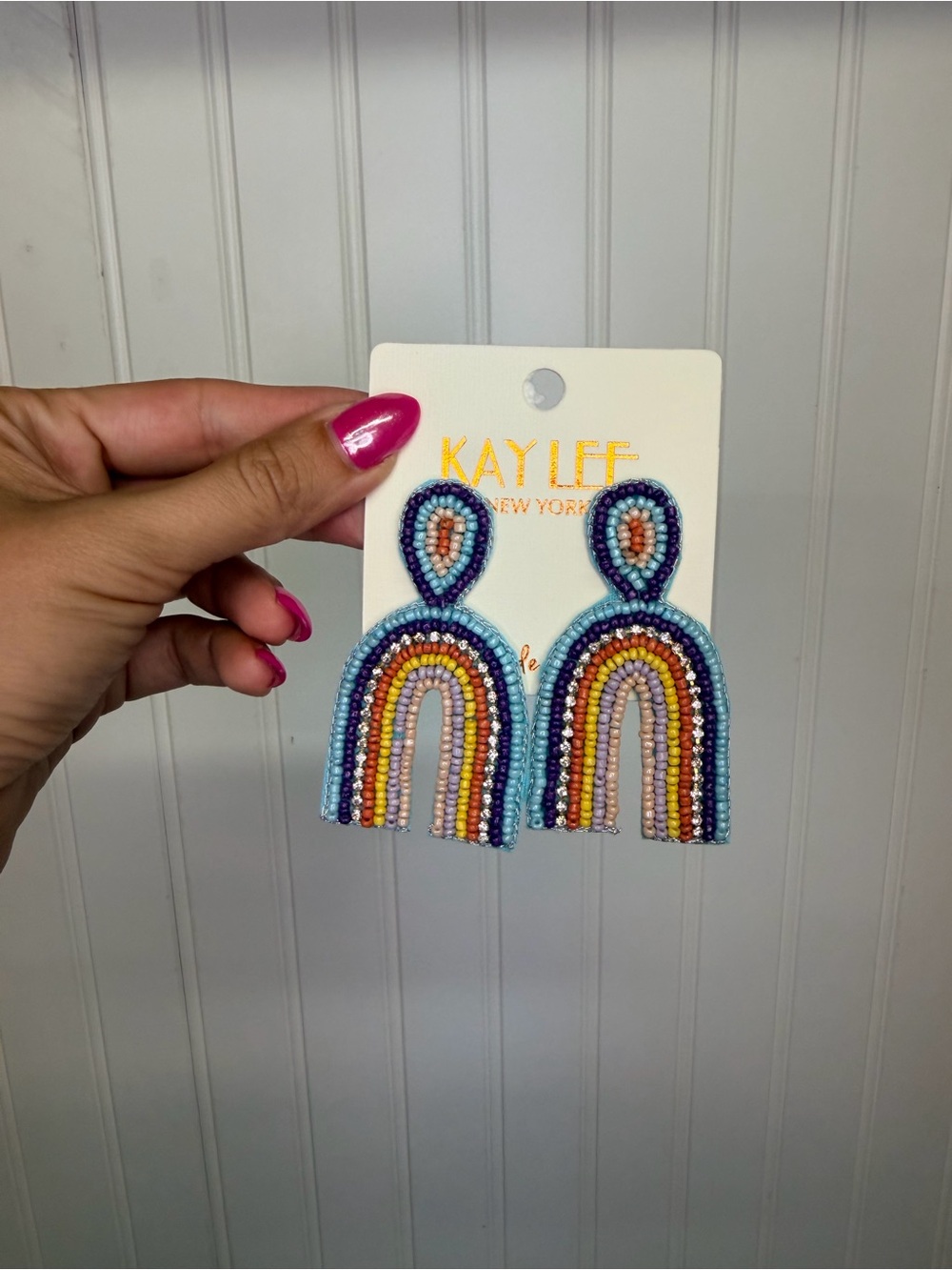 Kaylee New York Multicolor Beaded Rainbow Drop Earrings for Kids